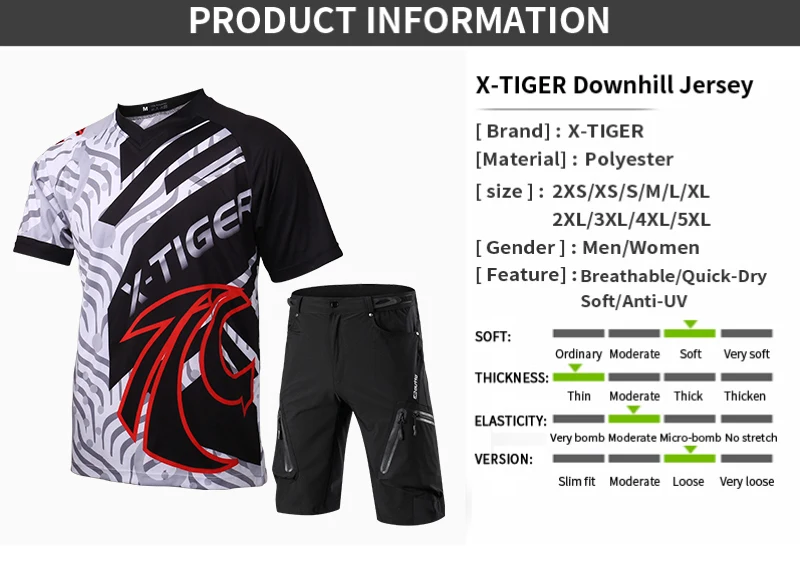 X-Tiger/комплект для спуска на гору; летняя спортивная одежда; футболка с коротким рукавом для велосипеда; рубашка для горного велосипеда; Униформа; летний комплект из Джерси для спуска на гору