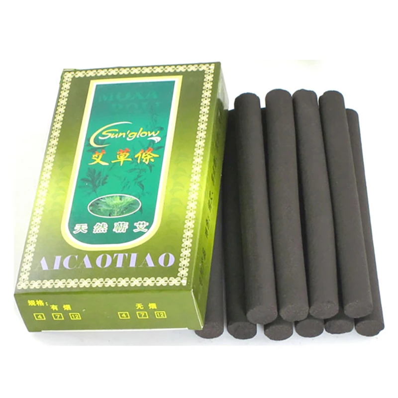 Smokeless Moxa Rolls 10Pcs Chinese Traditional Wormwood Mugwort Stick Moxibustion Acupuncture Massage