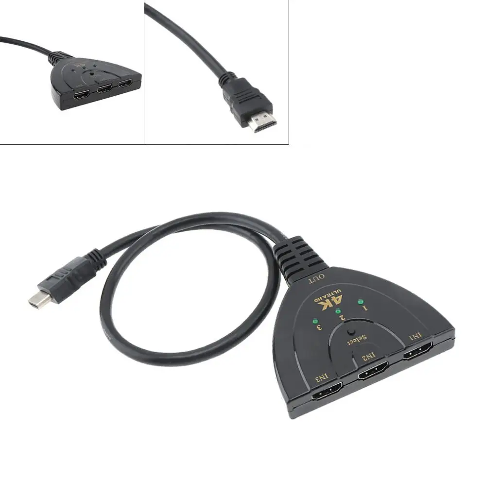 4K 2K Mini HDMI усилитель Swicher 3 в 1 4 порта Селектор разветвитель для HDTV/проектора/DVD/Xbox/PS3/PS4/мультимедиа