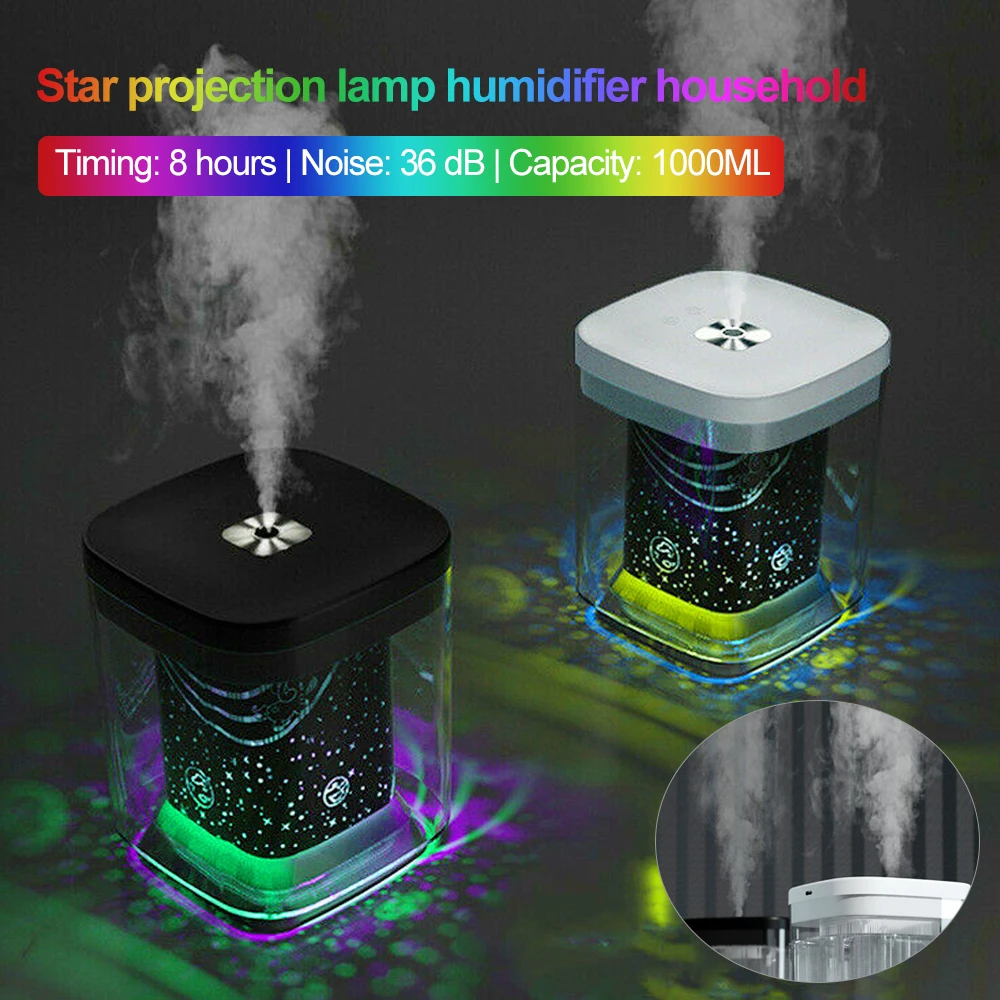 

New Starry Sky Projector Lamp Humidifier USB Colorful Atmosphere Lamp Home Desktop Air Atomizer Fresher Humidification