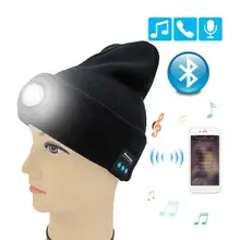 

Bluetooth Earphone Winter Knitted Beanie Hat headlamp Light Warm USB Rechargeable unisex music cap Headset for biking skating