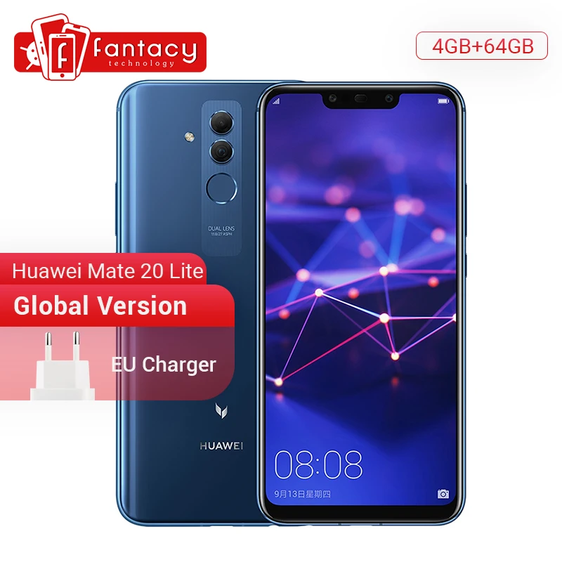 Глобальная версия huawei mate 20 Lite 4G 64G 6,3 дюймовый мобильный телефон ЕС зарядное устройство NFC 24 МП фронтальная камера F/2,0 апертура Kirin 710