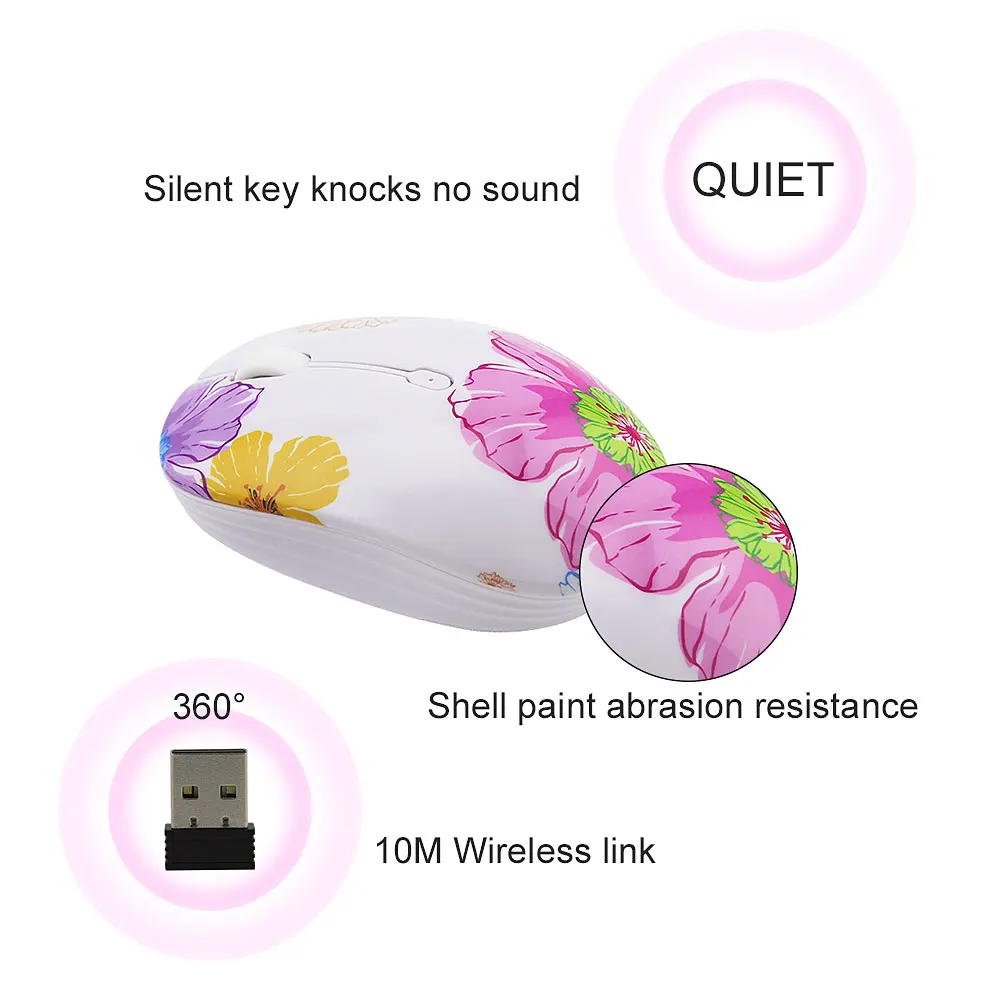 CHYI 2,4G оптическая беспроводная компьютерная мышь для девочек 1200 dpi USB тихий ПК мышь 3 D эргономичная Бесшумная мышь для ноутбуков