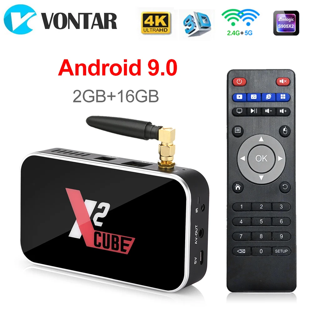  X2 CUBE 2GB DDR4 16GB Smart Android 9.0 TV Box Amlogic S905X2 2.4G/5GHz WiFi 1000M Bluetooth 4K HD  - 4000058843061