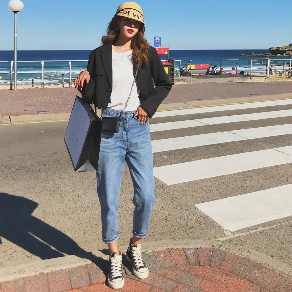 

Weep Yafeng Suit Set 2019 Autumn New Style WOMEN'S Dress Retro CHIC-Style Cropped Jacket + Harem Pants Two-Piece Set