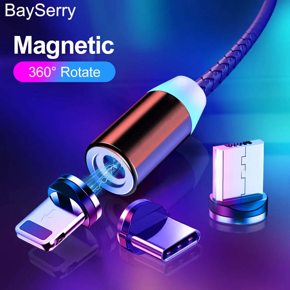 Магнитное зарядное устройство BaySerry кабель USB Type C Micro Магнитный провод для быстрой