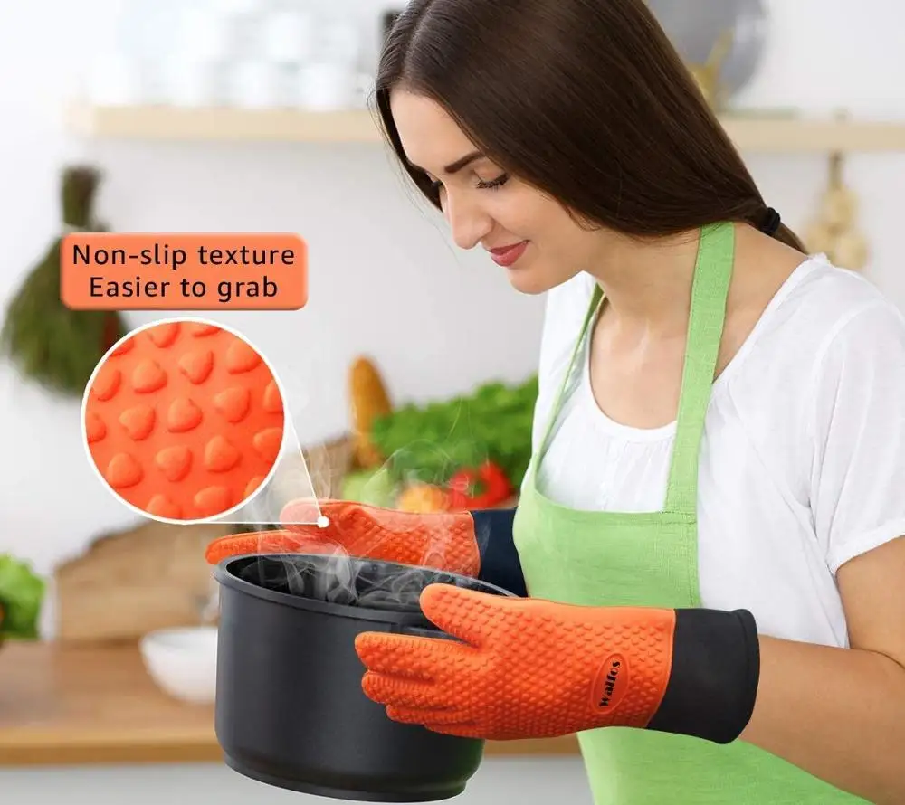 1 Piece Long Silicone Kitchen Gloves-BBQ Grill Gloves Heat Resistant Cooking Gloves For Grilling Oven Mitts