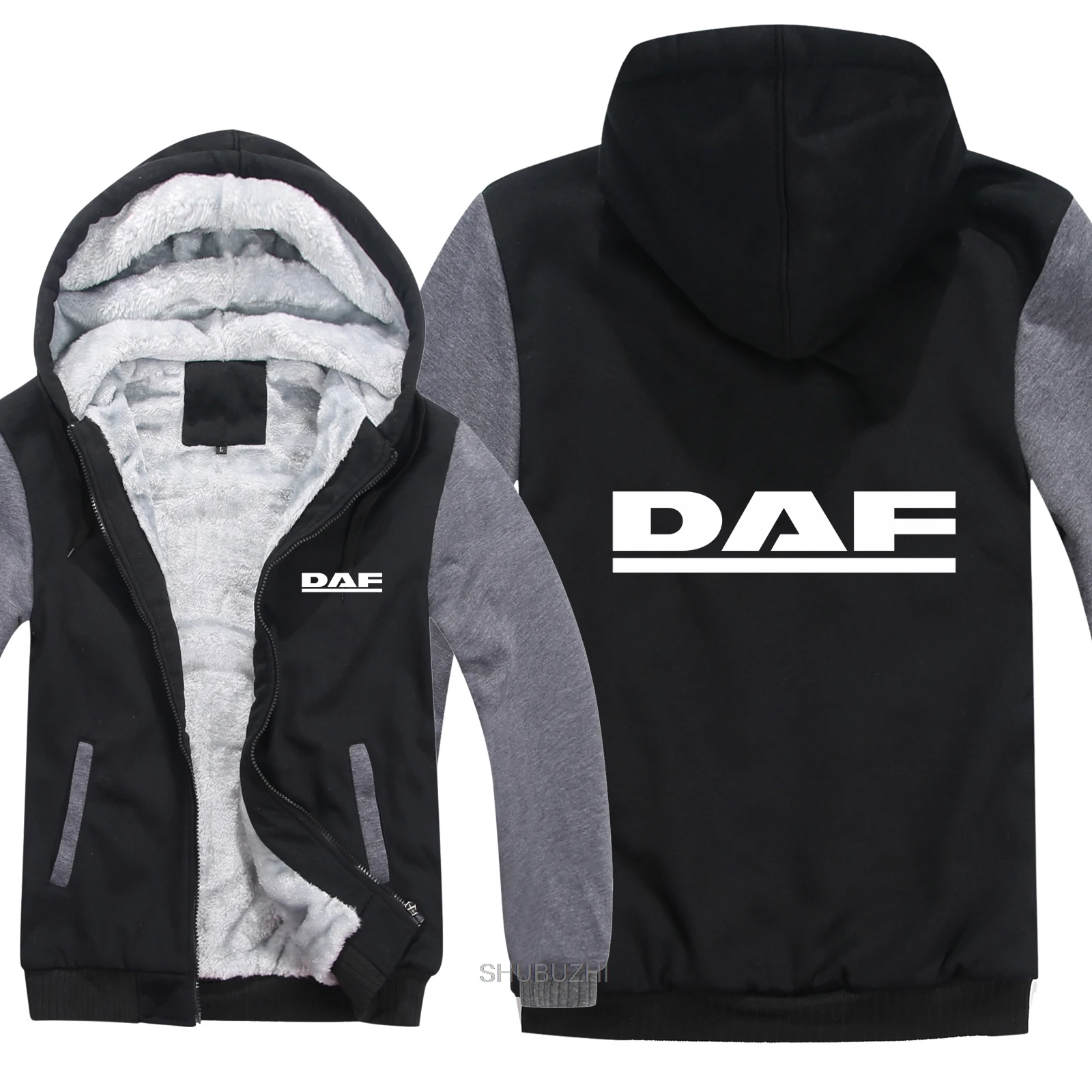 Зимние толстовки с капюшоном DAF Trucks, мужское модное пальто, пуловер, шерстяная куртка с подкладкой, толстовки с капюшоном, теплое пальто