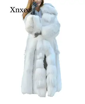 

Fox fur faux fur coat female long hooded fur all-in-one fur coat