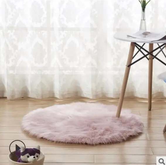 A-pink Мягкий искусственный мех шерсть для гостиной диван ковер плюшевые ковры покрывало для спальни матрас Рождество двери окна круглые ковры Ковры - Цвет: A-pink