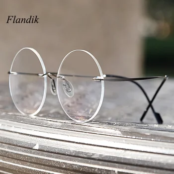 

Rimless Reading Glasses With Anti-blue Titanium Alloy Round Frameless Men Women Ultralight Prescription Myopia Presbyopia Glass
