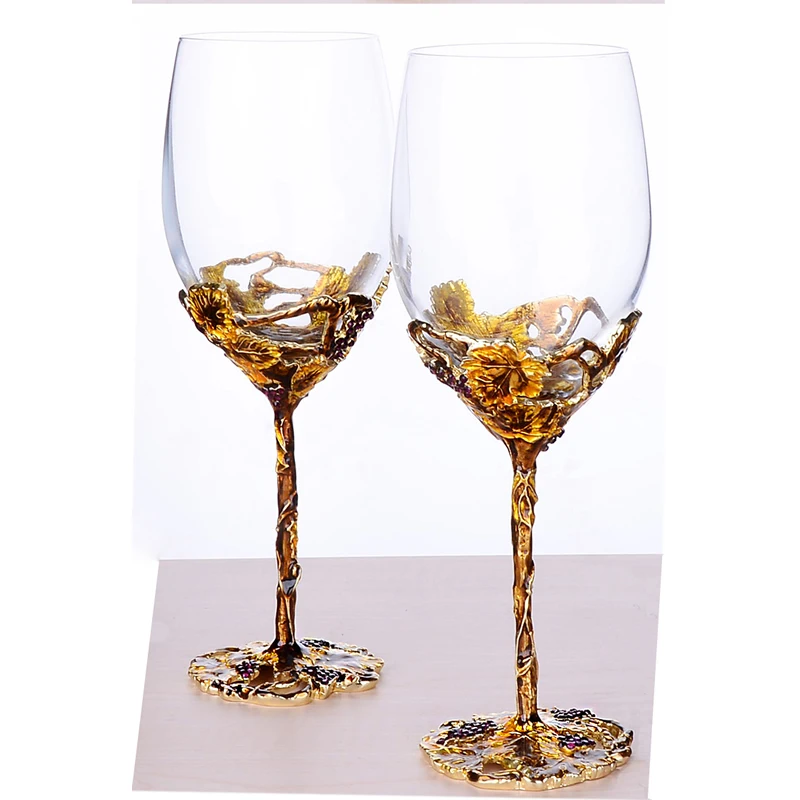 

Classic golden crystal glass goblet Vintage decorative wine glass gift cup