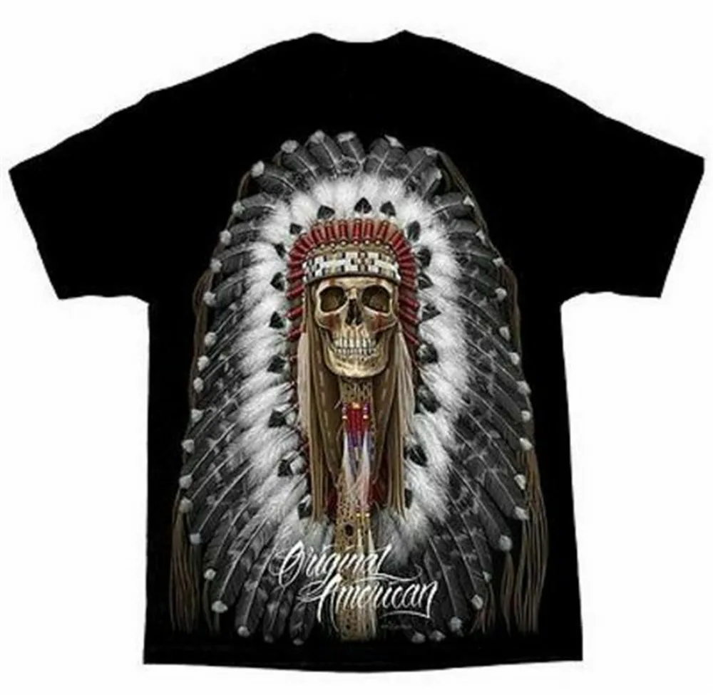 David Gonzales Art Dga Tops Tee T Shirt Original American Medium Native Skull summer Plus Size T-Shirt | Мужская одежда