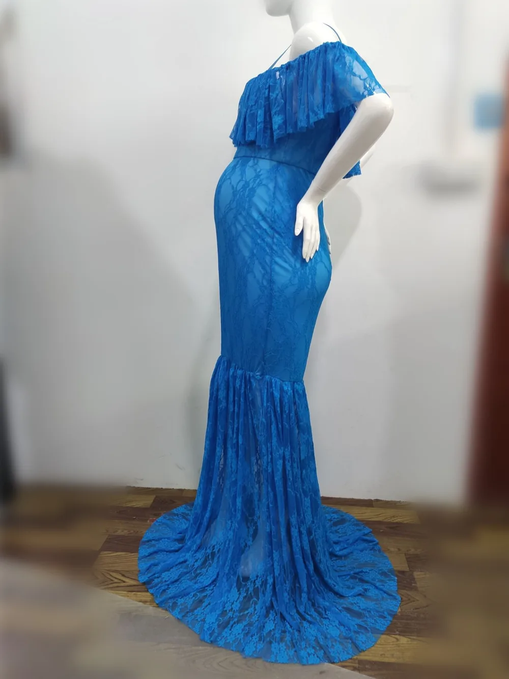 Lace Fancy Women Dress Maternity Photography Props Off Shoulder Pregnancy Dresses Ruffles Maternity Gown Clothes For Photo Shoot (13)