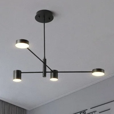 Современный светодиодный потолочный светильник в скандинавском стиле, подвесные светильники для гостиной, ресторана, спальни, люстра, освещение Lampadari Home - Цвет корпуса: 4heads black