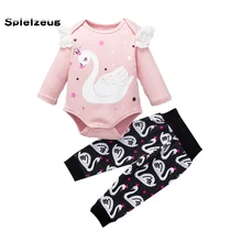 Модные Ползунки с оборками и длинными рукавами для новорожденных девочек, комбинезон, длинные штаны, комплект одежды# g4