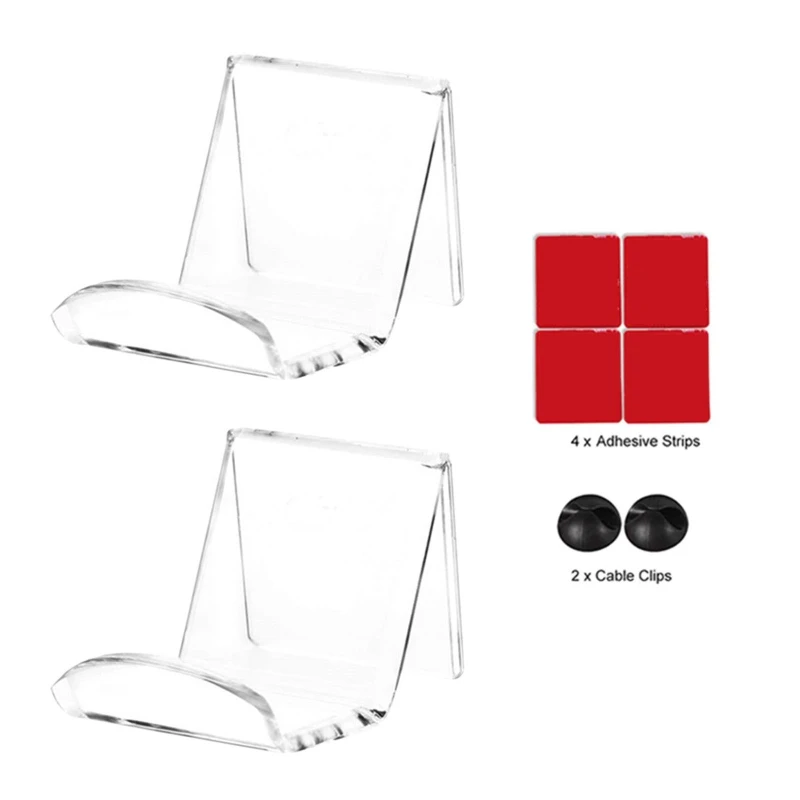 

2Pcs Wall Mounted Acrylic Headset Hanger Video Game Controller Bracket Self-Adhesive Hanging Stand for Internet Cafe