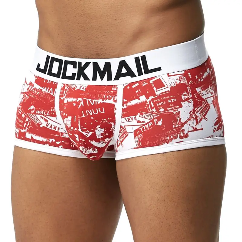 JOCKMAIL, Брендовое сексуальное мужское нижнее белье, боксеры, шорты, трусы, хлопковое Мужское нижнее белье, боксеры, u-выпуклые мужские трусы, мужские трусы для геев - Цвет: Красный