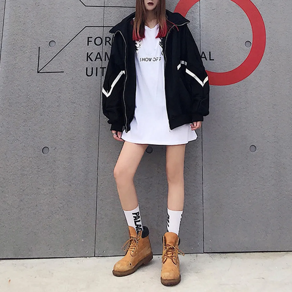 Зимнее теплое пальто, толстовки Harajuku в Корейском стиле для девочек, Женская куртка с длинным рукавом, большой размер, с карманами, на молнии, лоскутное пальто