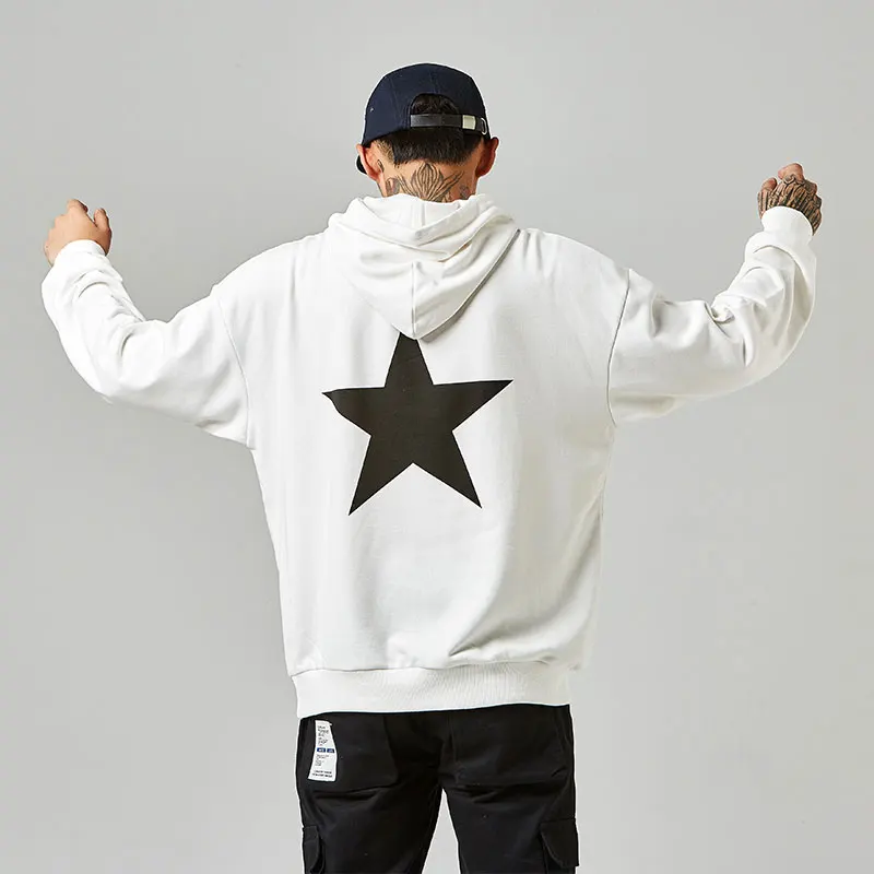 

New Fashion Back Star Print Hoodies Sweatshirt Autumn Spring Casual Long Sleeve Sweatshirt Hoodies Letters Print Men's Hoodie