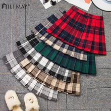 JLI мая, осенняя клетчатая юбка в клетку, Зимняя шерстяная юбка, подходящая для похудения, высокая талия, элегантный дизайн, Милая Короткая мини-юбка