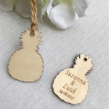 

200pc Personalized Engraved Wedding Name Date Wooden Pineapple Tags Party Favors Decorations