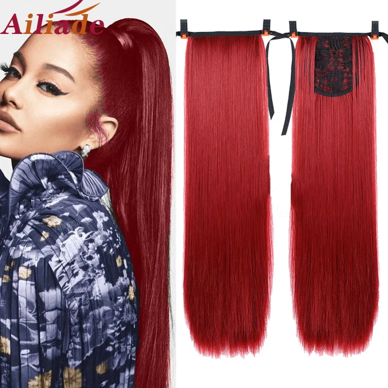 Closeout Drawstring Ponytail Hair-Extensions False-Hairpiece Afro Clip-In AILIADE Synthetic Straight aVjqVYoB1