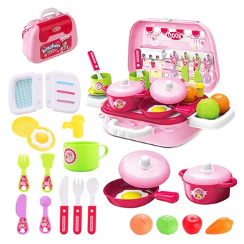 

27Pcs Kitchen Cooking Set,Fruit Vegetable Tea Set Playset Toy for Kids Pretend Play Food Assortment Set