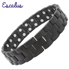 Escalus мужской тяжелый магнитный матовый черный браслет из нержавеющей стали с 44 мощными 3000+ Гаусс Неодимовый Магнит для облегчения боли