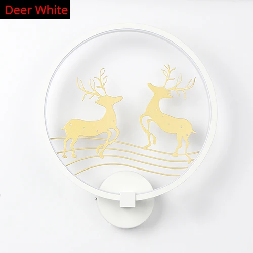 18W LED Wall Lamp Bedroom Bedside Wall Light Indoor Stair Corridor Lighting Decoration Deer Bird Lamp Aluminum+Iron AC90-260V - Цвет абажура: Deer  White