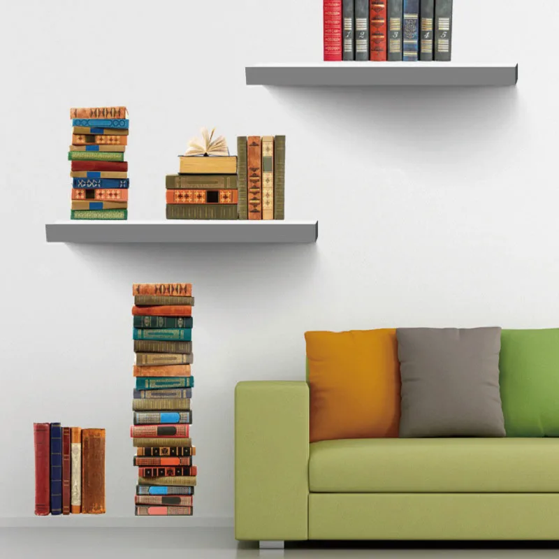 Съемный DIY 3D стикер на стену стерео наклейки книжные полки украшение дома для