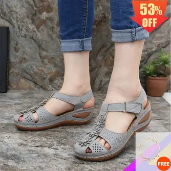 

2020 Women Sandals Bohemia Summer Wedge Sandals Hook Loop Ladies Platform Round Toe Slip On Sandal Causall Soft Sole Shoes Women