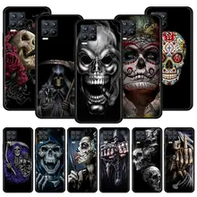 

Black Case For Realme 8 C21 5 6 7 Pro C3 XT GT Master Explorer 7i X50 C11 C21Y C20A X7 Cover Silicone Grim Reaper Skull Skeleton