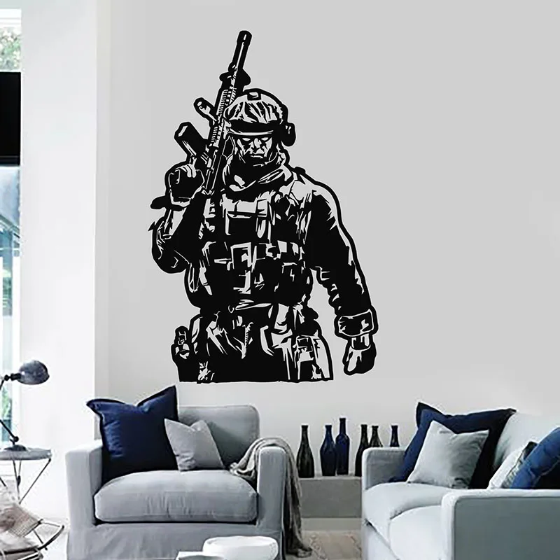 Army soldiers boys children's bedroom playroom wall art sticker games toy room 