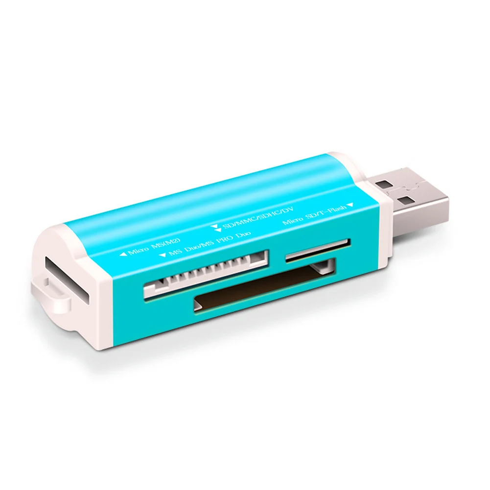 blue Все в 1 USB 2,0 Легкий/TF кабель переходной Многофункциональный высоко быстро действенный алюминиевый сплав портативный считыватель карт - Цвет: blue