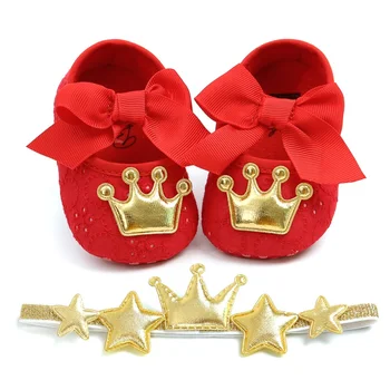 

Toddler Hair band two piece set Baby shoes Newborn Baby Sweetness Princess First walker All seasons Cute Butterfly Knot shoes