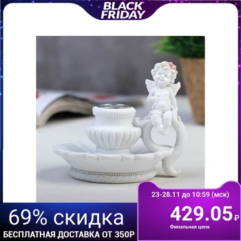 

Souvenir polystone candlestick "Snow-white toddler angel in a pink wreath" 10.5x10.7x9.5 cm 4280771