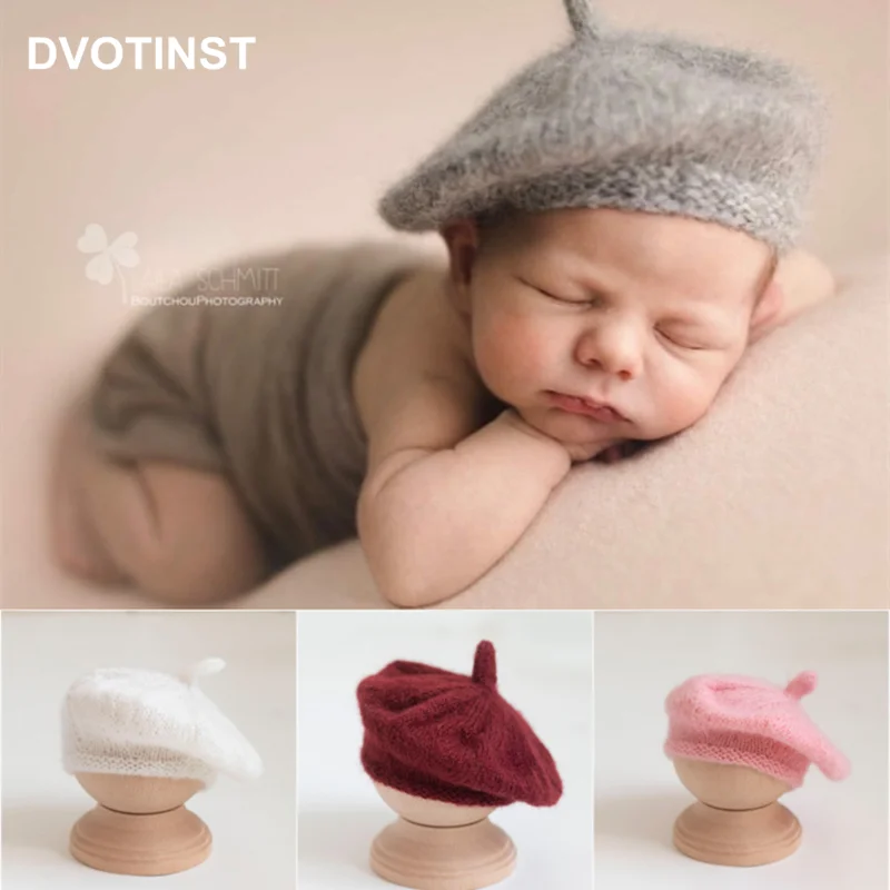 

Dvotinst Newborn Photography Props for Baby Knitted Crochet Berets Bonnet Hat Fotografia Accessories Studio Shooting Photo Props