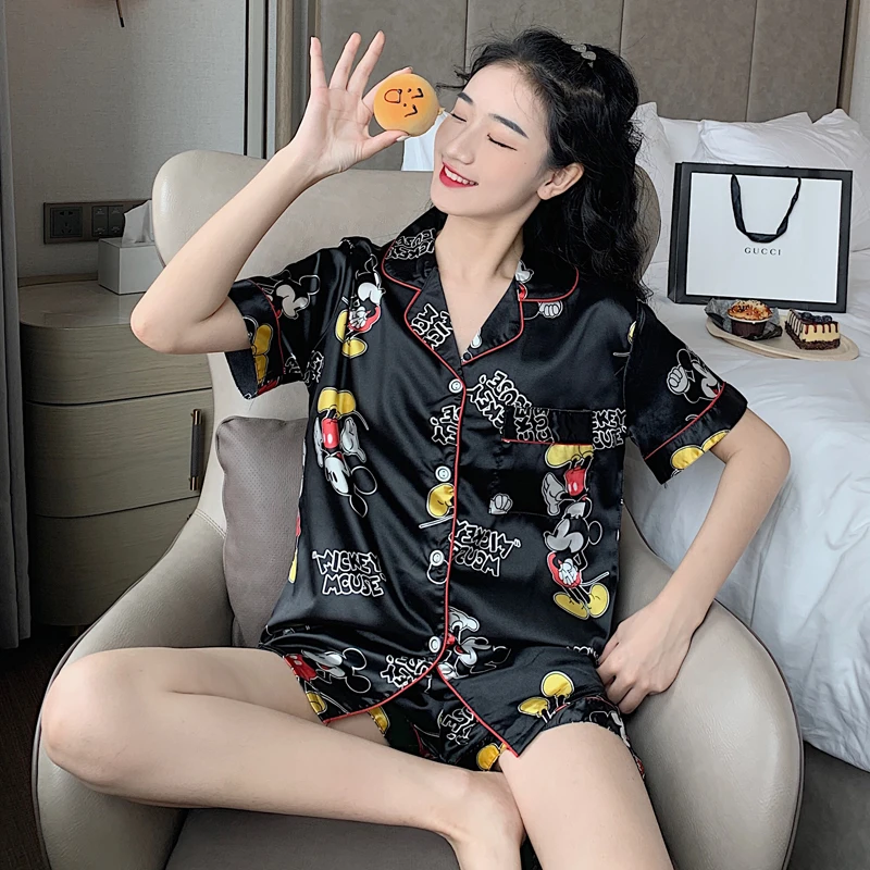 Disney Mickey Mouse Women Pajama | Pyjamas Satin Women Mickey Mouse - Disney  Women - Aliexpress