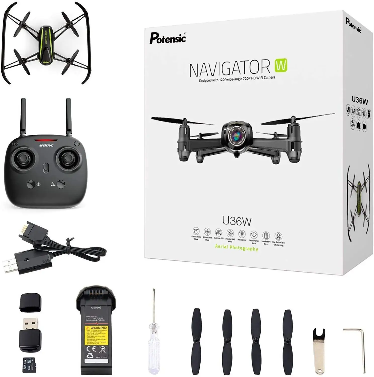 Potensic U36 WiFi FPV RC Дроны с двойной камерой RC вертолет 720P HD камера Квадрокоптер самолет Квадрокоптер воздушные видео игрушки