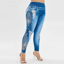 ROSEGAL женские леггинсы размера плюс с высокой талией 3D Джинсы Леггинсы с принтом Эластичные Обтягивающие повседневные леггинсы для тренировок женские леггинсы для фитнеса