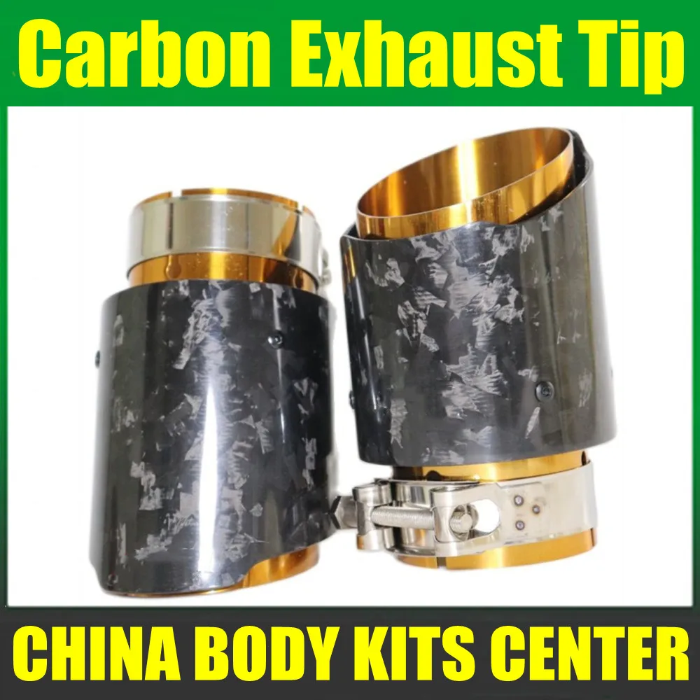 

1 шт. Подлинная новая горячая распродажа кованый углеродный глушитель наконечник выхлопной системы универсальная нержавеющая Золотая Труба для Akrapovic