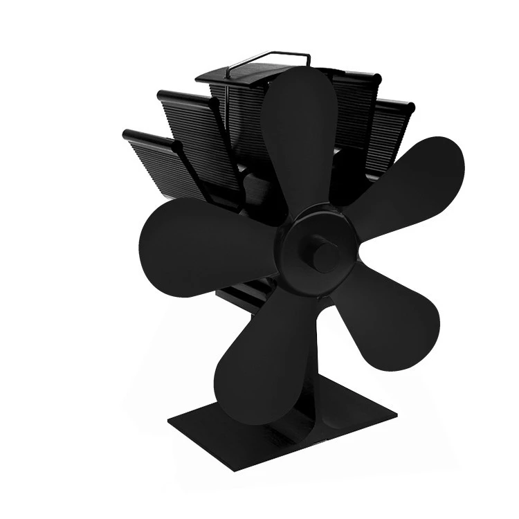 Черный 5 лопастей вентилятор для печи, работающий от тепловой энергии бревна деревянная горелка экологичный тихий вентилятор Домашний Вентилятор для камина эффективное распределение тепла