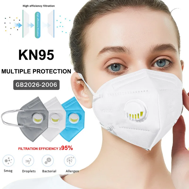

Reusable KN95 Mask - Valved Face Mask N95 Protection Face Mask FFP1 FFP2 FFP3 Mouth Cover Pm2.5 Dust Masks 6 Layers Filter TSLM2