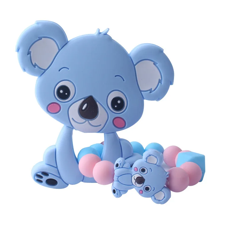 Silicone Baby Teether Bracelet BPA Free Cute Koala Baby Teething Beads Nurse Gift Food Grade Silicone Toy Product Baby Bracelet - Цвет: Синий