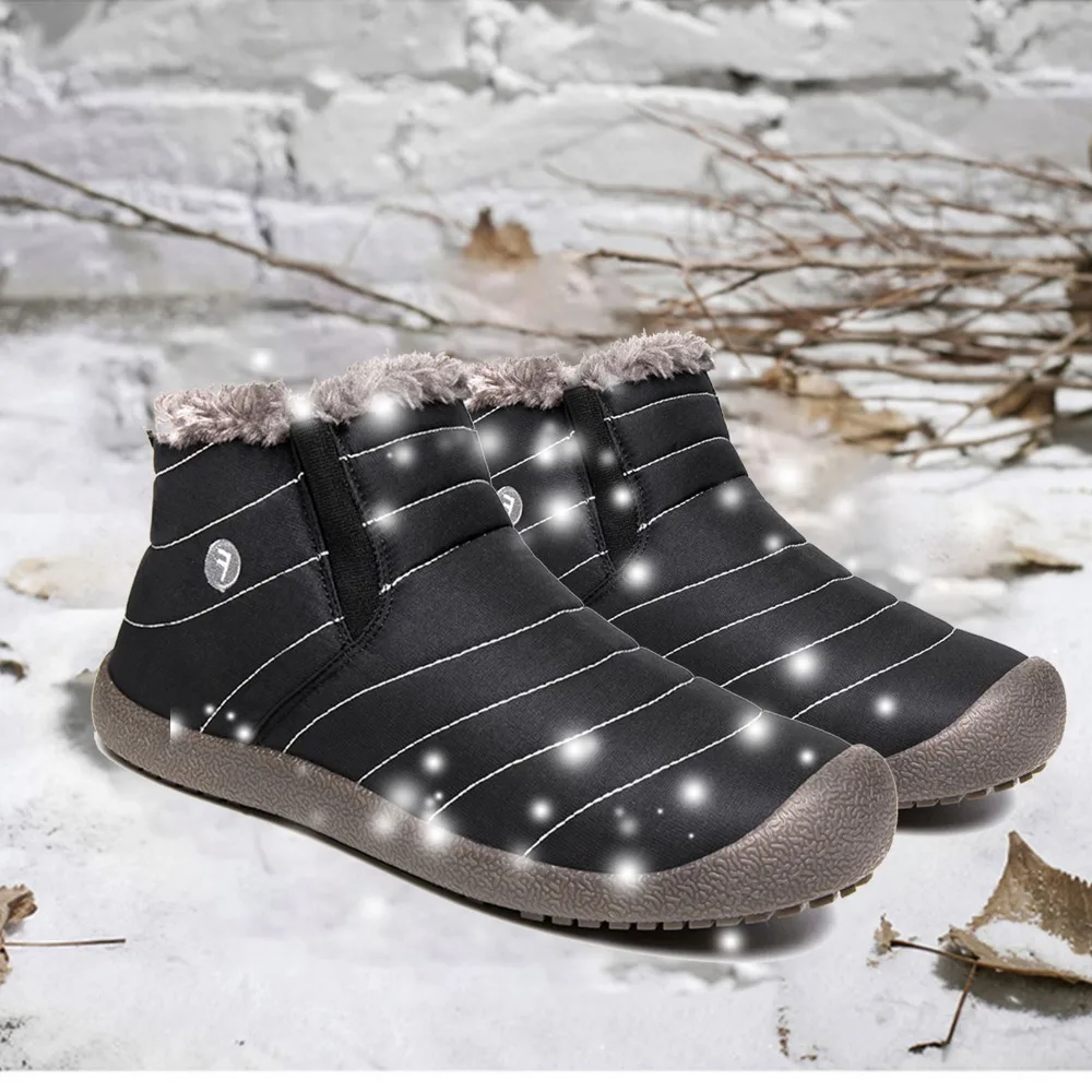 BAOLESEM Winter Snow Boots Man Ankle Boots Waterproof Fur Warming Snow Boots for Man Anti-skid Lightweight Snow Winter shoes