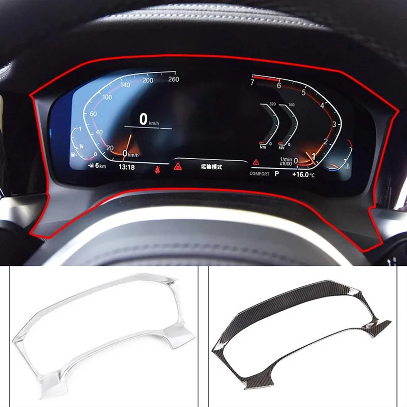 For BMW 3 Series G20 G28 2019-21 ABS Chrome Carbon Style Car Instrument Desk Dashboard Frame Sticker Car styling