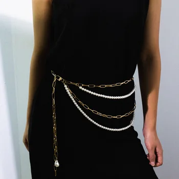 

sexy temperament of restoring ancient ways baroque waist decoration multilayer pearl chain tassel female waist chain