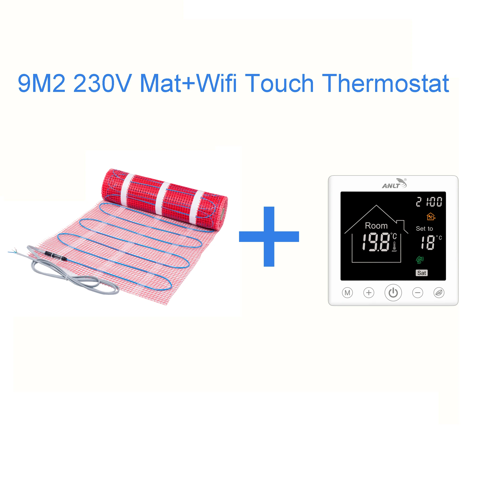 9M2 and thermostat Напольная система отопления, мат 230V 150 W/M2 с выбором Wifi сенсорный термостат - Цвет: 9M2 and thermostat
