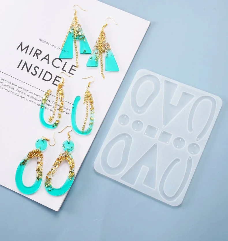 

DIY Earring pendant Silicone Mold Ornaments Crystal Epoxy Resin clear Mould jewelry making tool Craft Resin Decoration Art